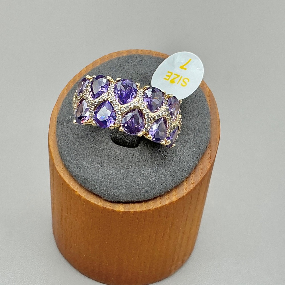 Bomb Party Glowing Dreams Ring Women Purple Gold Plated Cubic Zirconia Size 7